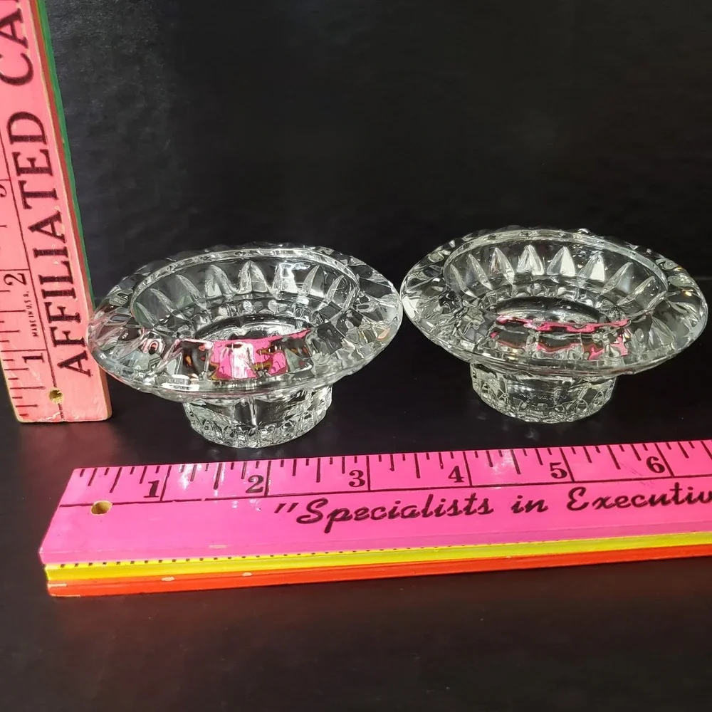 Vintage Set of Clear Cut Glass Candle Holders For Multi-size Candles Malaysia